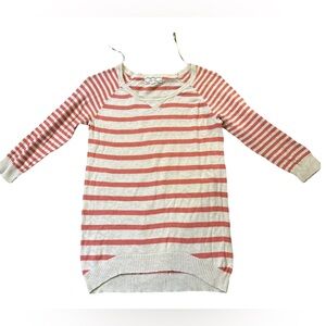 Pink Rose orange and cream- quarter sleeve sweater- women’s- size Small